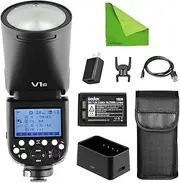 Godox V1-C Round Flash Speedlight for Canon 76Ws 2.4G TTL On Camera Flash Speedlight 1/8000 HSS 480 Full Power Shot 10 Level LED Modeling Lamp Ideal for Shooting Scenes Such as Photos,Wedding