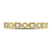 10kt Yellow Gold Round Diamond Square Dot Stackable Band Ring 1/6 Cttw