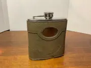 6oz Brown Leather Hip Flask with Oval Engraving Area,