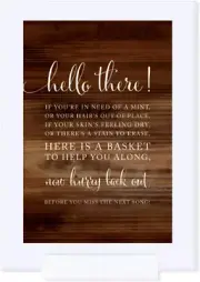 Andaz Press Framed Wedding Party Signs, Rustic Wood Print, 4X6-Inch, Bathroom Ba