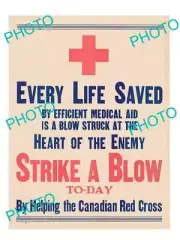 8x6 HISTORIC PHOTO OF WWI CANADIAN MILITARY POSTER STRIKE A BOW RED CROSS