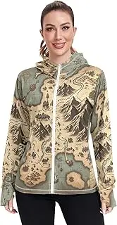 [RPLIFE] Game Treasure Map Sun Hoodie Women, Upf 50+ Travel Shirts for Women, S-XXL