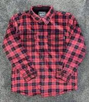 Woolrich Red Plaid Fleece Shirt Jacket Large Shacket Sherpa