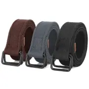 Men Canvas Fabric Belts Casual Web Cloth Belts with Black Double Ring Buckle ...