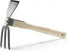 Garden Hoe,Garden Tools Digging Hoe and Rake, Hand Hoe with Wooden Handle for Lo