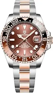 [BY BENYAR] Pagani Design Men GMT Automatic Watches-Fashion Stainless Steel Mechanical Watch-Sapphire Glass Lens Watch Men