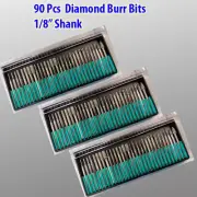 90 Pcs Diamond Burr Bits For Craftsman Rotary Tool 1/8" Shanks w/ Box Tip