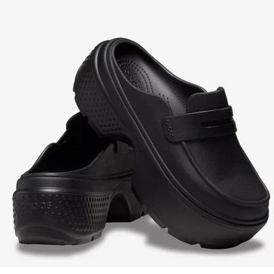 Crocs Stomp Platform Loafers in Black NEW NWT 9