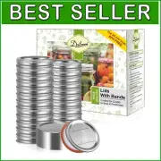 144Pcs Wide Mouth Canning Lids & Rings - Premium Airtight Seals for Mason Jars