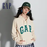 在飛比找蝦皮商城優惠-Gap 男女同款 Logo帽T 碳素軟磨法式圈織系列-米黃色