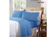 Ramesses Egyptian Flannelette Sheet Set Single-Mega King-Mid Blue