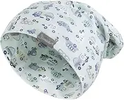 [Sterntaler] Boys Flame Yarn Jersey Printed with Vehicles Beanie Hat, ice Green