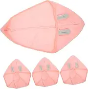 PAMINGONO 4pcs Comfortable Hair Wrap Super Absorbent Fleece Hair Towels with Button Design Present for Women