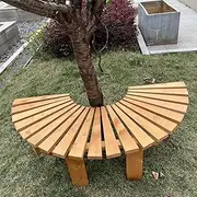 Heavy Duty Wooden Outdoor Bench - Weatherproof Tree Surround Benches - Curved Backless Lounge Porch Seating for Garden, Park, Patio, Lawn, Yard(Half Round)