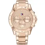 TOMMY HILFIGER 全玫瑰金三眼不鏽鋼女錶 星期日期顯示 38MM TH700053 台灣公司貨保固2年