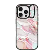 iPhone 16 Pro Impact Ring Stand Case MagSafe Compatible Pink Floral Frosting