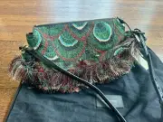 NWT Dries Van Noten Peacock Feather Brocade Multipurpose Clutch Handbag MSRP 910