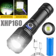 20000LM XHP160 Most Powerful LED Flashlight USB Rechargeable Torch Zoomable Lamp