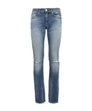 Versace Logo-Patch Distressed Denim Jeans 30 Blue