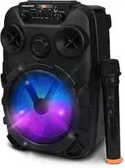 Singsation Karaoke Home System Package, 8" Dynamic Driver Loudsound Speaker, 5.0 Bluetooth Speaker with Wireless Microphone, Remote, Light Show, Bass Boost, USB and Micro SD for Party