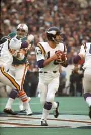 Fran Tarkenton Minnesota Vikings drops back to pass v the Miami D- 1974 Photo 4