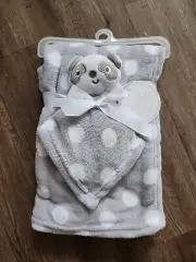 Cudlie Baby Panda Bear Plush Blanket Lovey Set Gray White New Soft Toy Polka