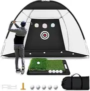 Cozioz Golf Net: 305 x 213 cm Golf Practice Net with Heavy Base Dual-Turf Golf Mat, All-in-One Multi-Target Golf Hitting Net, Chipping Training Net for Backyard Driving