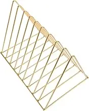 MINAOLULUS Space Saving Desktop Storage Rack Modern Iron Bookshelf Organizer for Office Metal Magazine Holder with Wide Shelves for Documents and Supplies Non Skid Design