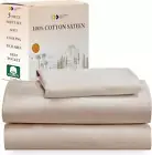 Soft 100% Cotton Sheets Twin Size Bed Sheet Set with Deep Pockets, Twin Sheets w