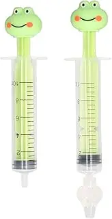 2Pcs Syringe Nasal Irrigator, 10ml Cute Baby Nasal Aspirator, Reusable Silicone Baby Nasal Irrigator Infant Nose Cleaner Rinsing Device, Nasal Suction Tip for Nose Wash, Newborn (Green Frog)