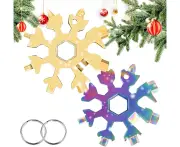 2 PCS 18 in 1 Snowflake Multi-Tool, Snowflake Screwdriver, Portable Stainless Steel Almighty Tool, Multi-Function Snowflake Tool.