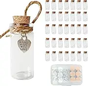 LOYONAL Small Glass Bottles With Cork Stopper - 35Pcs 10ml Mini Cork Bottles - Wishing Bottles Jars - Wedding Favour Glass Craft Bottles
