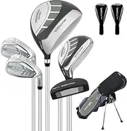 XDriveMax 5/6 Pieces Kids Golf Club Set, Junior Golf Club Set Ages (5-8)(9-12)(12-14) Includes Stand Bag, 1# Drive, 5# Hybrid, 6/7#, 9/P# Irons and Putter Right Hand for Boys Girls
