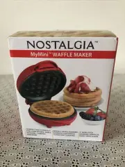 Nostalgia My Mini Waffle Maker 5" Cooking Surface, NEW Factory Sealed - Red