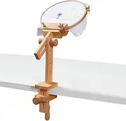 Hand Embroidery Kit, Adjustable Wooden Embroidery Stand with Clamp, 360 Degrees Rotating Sewing Tools for Lap Table Bed, Hands Free Embroidery Hoop Holder