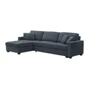 Corner Sofa Chaise Polyester Fabric Multilayer Two Pillows in Charcoal Colour