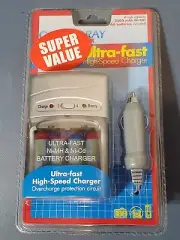 Sunpak Ultra Fast High Speed Battery Charger Kit AC and DC Adapters NIP