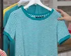 Susan Graver Womens 3X Weekend Striped Cotton Modal Top Teal Stripe Stretch NWT