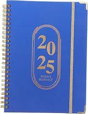 Undated Weekly Planner Notebook Monthly Scheduler Large Format Spiral Binding