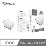 IMOS PD3.0/QC3.0 40W雙孔閃電充電器