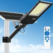 300W Solar Street Light Outdoor, 2500LM 6500K Solar Floodlights with Remote C...