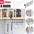 6 Hook Mug Cup Rack Holder Under Shelf Kitchen Cabinet Hanger Organiser Wardrobe