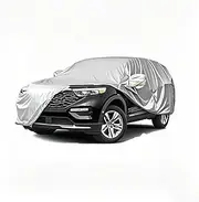RAHALOY Breathable Lightweight Full Car Cover for Alfa Romeo Stelvio 2018-2025,Moisture-Proof,Waterproof,Scratch-Resistant,Travel-Friendly,Sun Protection,Universal Fit for SUV (Silver)