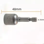 12mm Socket 1/4" Hex Shank 48mm Length Nut Drivers Adapter Drill Bit