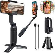 Gimbal Stabilizer for Smartphone, FeiyuTech Vimble One Anti-Shake One Axis Foldable Gimbal Handheld Selfie Stick Tripod for iPhone Android with 18cm Extensional Stick for Vlog YouTube Live Video