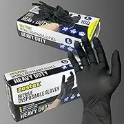 Zestex Nitrile Heavy Duty, Latex-free & Powder-free, Non-Sterile Food Safe Extra Strong Disposable Glove, Black, Large, Case/100