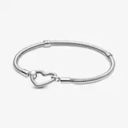 Pandora S925 Moments Heart Closure Snake Chain Bracelet 599539C00-17cm - 7 in