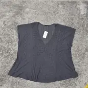 NEW Torrid Women's Plus Size 2 Blouse Top Short Sleeve Gray Solid Rayon V-Neck