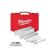 Milwaukee 48-22-9004 Milwaukee Tool 1/4" Drive 50pc Ratchet & Socket Set - SAE &