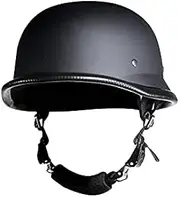RiderVibe German Novelty Skull Cap, Basic Flat Black German Novelty Hat with Adjustable Chin Strap